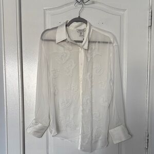 Beaded White Sheer Embroidered Shirt